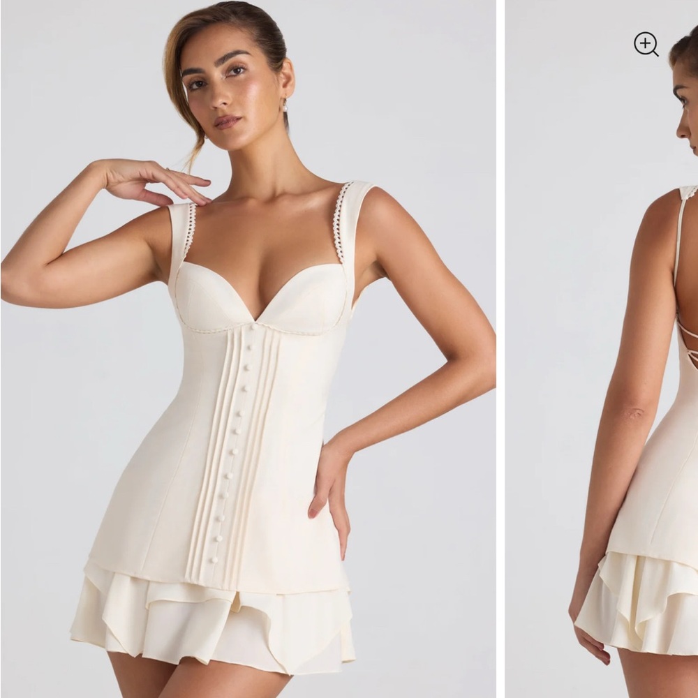 Oh Polly Ivory Satin Dress